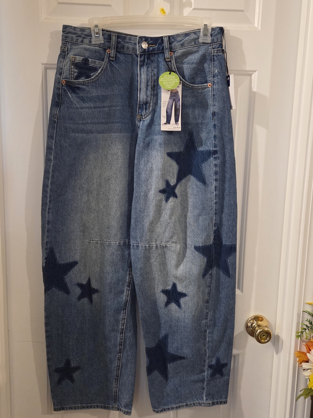 Women’s Blue Star-Print Boyfriend Jeans